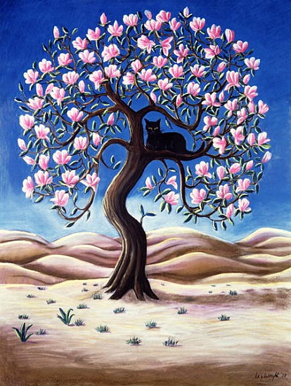 Black Cat in a Magnolia Tree, 1988 (pastel)  a Liz  Wright