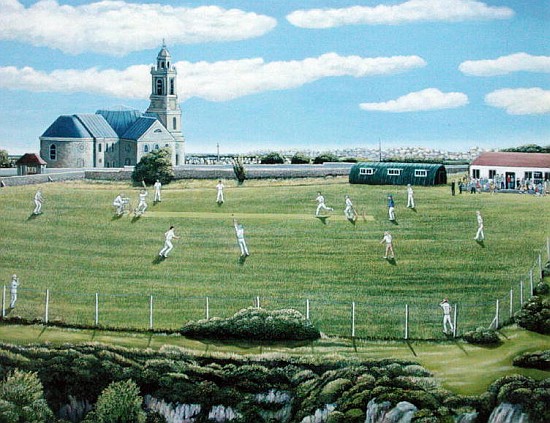 Cricket Match on Portland (oil on canvas)  a Liz  Wright