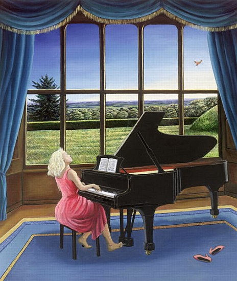 Playing Mozart (oil on canvas)  a Liz  Wright