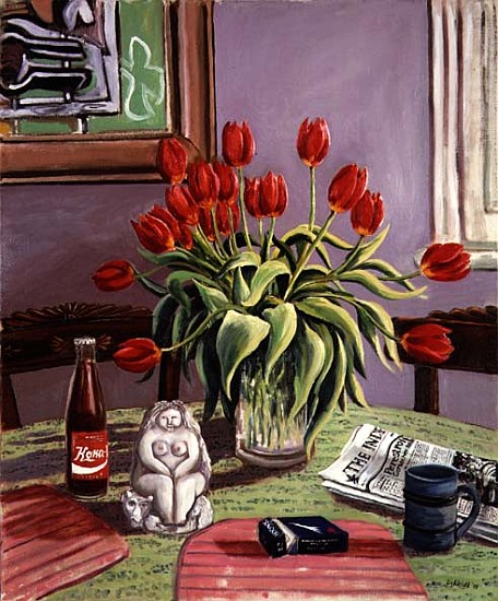 Still life of Tulips and Russian Coke, 1988  a Liz  Wright