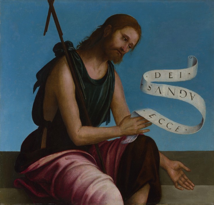 Saint John the Baptist (High Altarpiece, Oratory of S. Pietro in Vincoli) a Lorenzo Costa