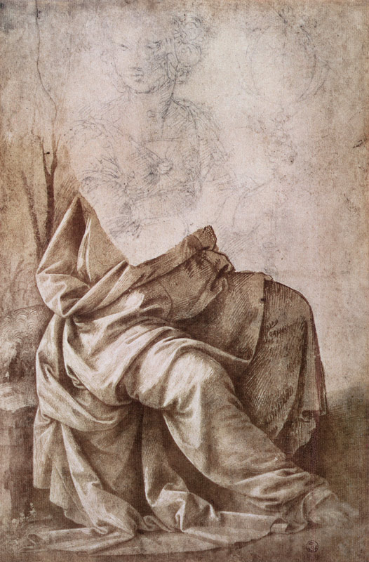 Study of a figure representing Astronomy (pen & ink with wash) a Lorenzo di Credi