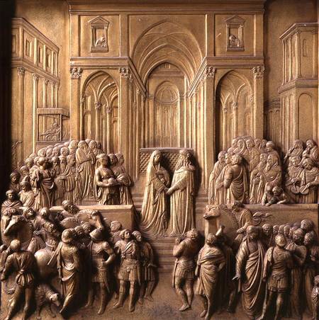 The Meeting of King Solomon and the Queen of Sheba, one of ten relief panels from the Gates of Parad a Lorenzo  Ghiberti