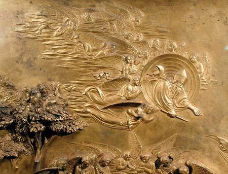 The Story of Adam, detail of God the Father with Angels, from one of the original panels from the Ea a Lorenzo  Ghiberti