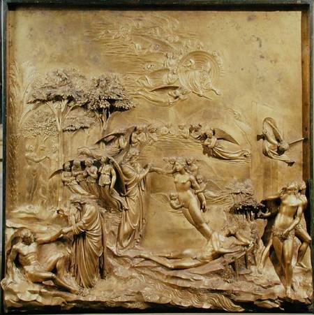 The Story of Adam, one of the original panels from the East Doors of the Baptistery a Lorenzo  Ghiberti