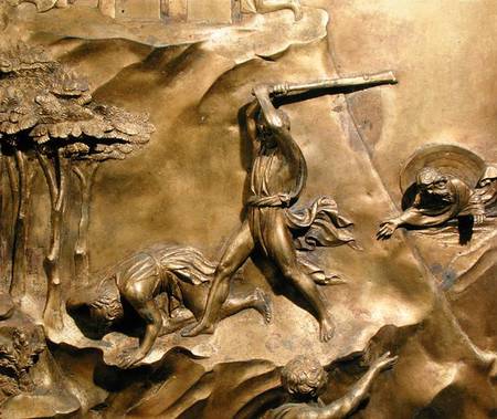 The Story of Cain and Abel, detail of the Killing of Abel, original panel from the East Doors of the a Lorenzo  Ghiberti