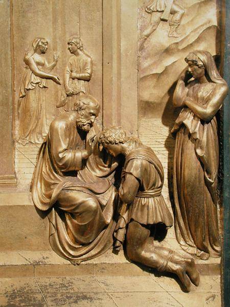 The Story of Jacob and Esau, detail of Isaac Blessing Jacob, from the original panel from the East D a Lorenzo  Ghiberti