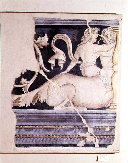 Fragment of a fresco depicting a centaur and a female figure a Lorenzo Leonbruno