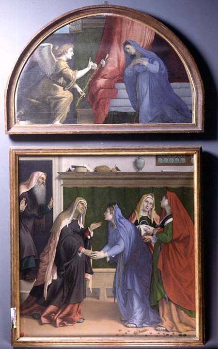 The Annunciation and The Visitation, two paintings constituting an altarpiece a Lorenzo Lotto