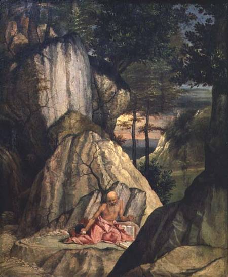 St. Jerome Meditating in the Desert a Lorenzo Lotto