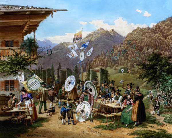 A Königsschießen in the uplands. From the king Ludwig album. a Lorenzo Quaglio il Giovane