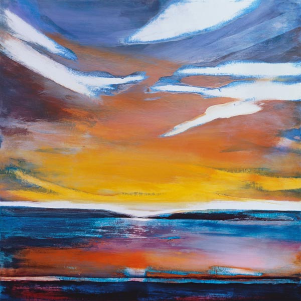 Evening seascape (mixed media)  a Lou  Gibbs