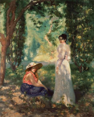 Two women in a landscape.