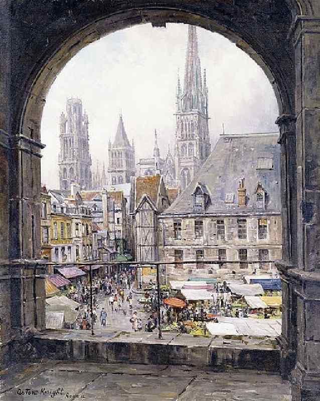 The market square in Rouen a Louis Aston Knight