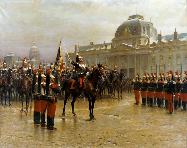 Colonel de La Rochetulon Presenting to the Recruits of the 6th Cavalry the Standard of the Regiment a Louis Auguste Georges Loustaunau