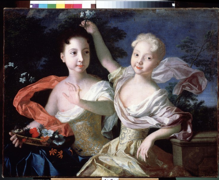 Portrait of Grand Duchesses Anna Petrovna (1708-1728) and Elisabeth Petrovna (1709-1761) a Louis Caravaque