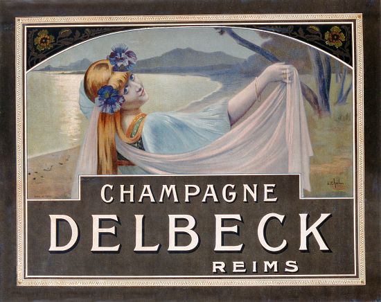 Advertisement for Champagne Delbeck, printed by Camis, Paris a Louis Chalon