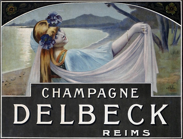 Advertisement for Champagne Delbeck, printed by Camis, Paris, c.1910 (colour litho)  a Louis Chalon