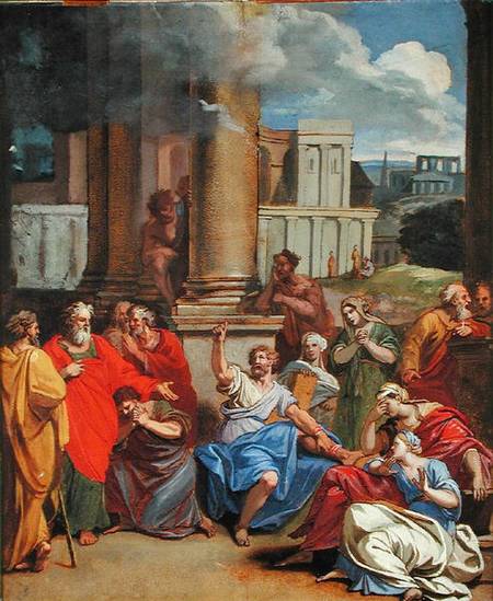 The Prophet Agabus Predicting St. Paul's Suffering in Jerusalem (oil & pastel on paper) a Louis Cheron