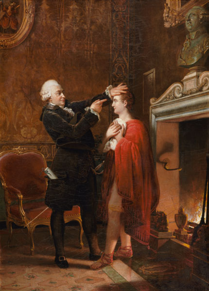 Jean-Francois Ducis (1733-1816) Telling the Future of the Actor, Talma, by Reading the Lines on his a Louis Ducis