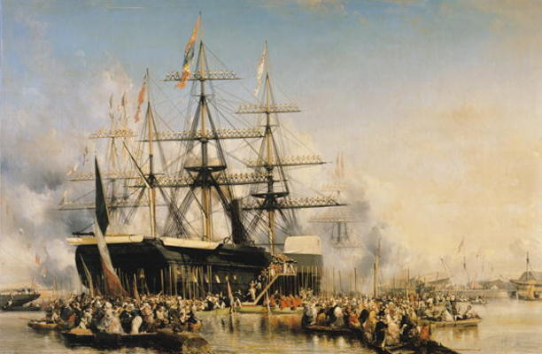 King Louis-Philippe (1830-48) Disembarking at Portsmouth, 8th October 1844, 1846 (oil on canvas) a Louis Eugene Gabriel Isabey