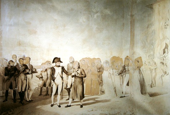 Napoleon visits the factory at Jouy-en-Josas, 20th June, 1806 (pen & sepia ink on paper) a Louis Eugene Gabriel Isabey
