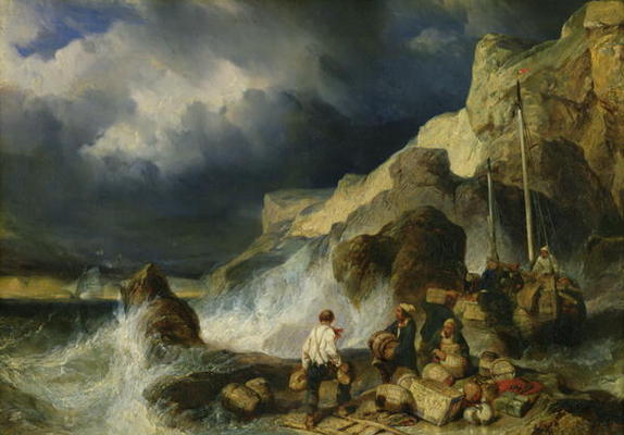 The Onslaught of the Smugglers, c.1837 (oil on canvas) a Louis Eugene Gabriel Isabey
