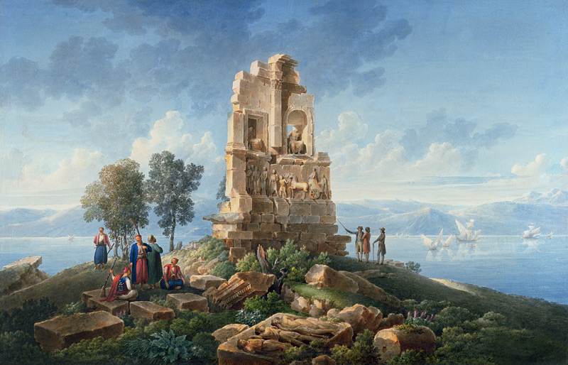Grand Tourists at the Monument of Philopappos, Greece a Louis Francois Cassas