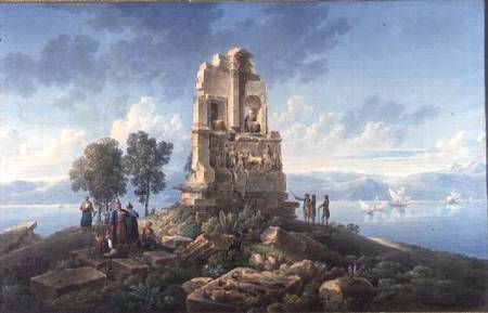 Grand Tourists at the Monument of Philopappos, Greece a Louis Francois Cassas