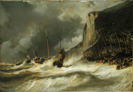 Storm on the Coast at Etretat, Normandy a Louis Gabriel Eugène Isabey
