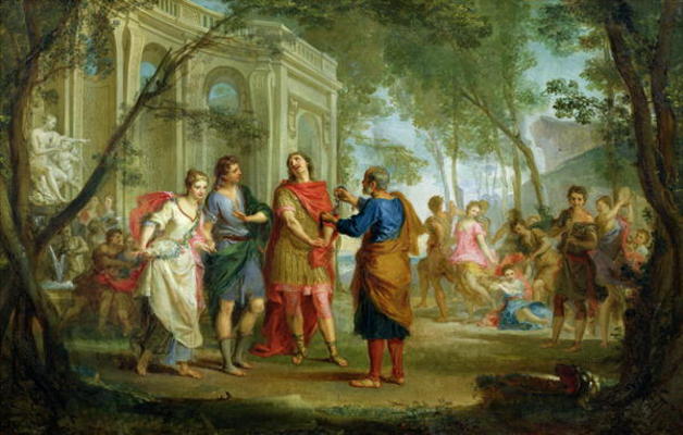 Roland Learns of the Love of Angelica and Medoro (oil on canvas) a Louis Galloche