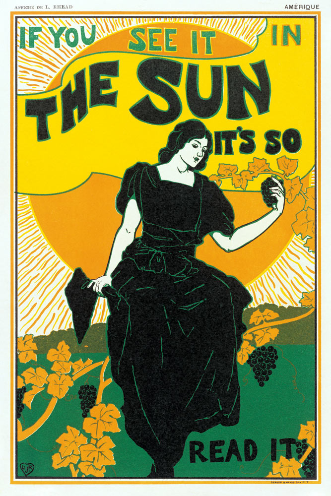 Poster advertising 'The Sun' newspaper a Louis John Rhead