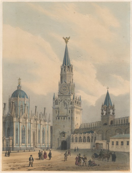 The Spasskaya Tower (Saviour Gates) and Saint Catherine Church of Ascension Convent in the Moscow Kr a Louis Jules Arnout