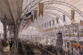 Interior view of the Palais de l'Industrie at the Exposition Universelle in 1855 (colour litho)