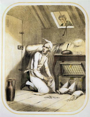 Avarice in the Kitchen, from a series of prints depicting the Seven Deadly Sins, c.1850 (colour lith a Louis-Léopold Boilly