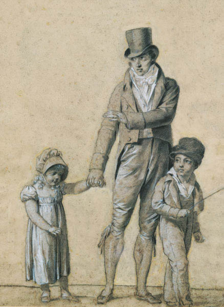 Father with his daughter, study for 'The Shower' cil on a Louis-Léopold Boilly