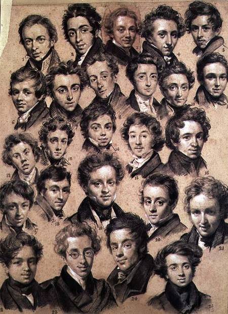 Twenty Five Pupils from the Studio of Antoine Jean Gros (1771-1835) 1820 (charcoal & chalk on paper) a Louis-Léopold Boilly