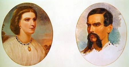 The Marriage Portrait of Richard Burton (1821-90) and Isabel Arundell (1831-96) June 1861 a Louis Lesanges