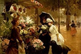 Flower stand in Paris. a Louis Marie de Schryver