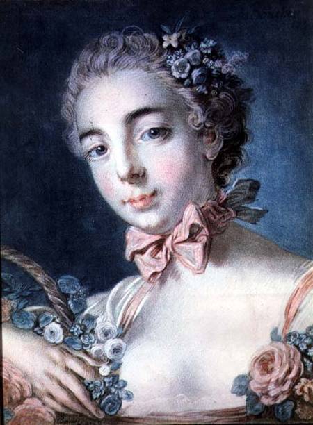 Tete de Flore, portrait of Mme Baudion, daughter of Boucher, after a drawing by Boucher a Louis Marin Bonnet