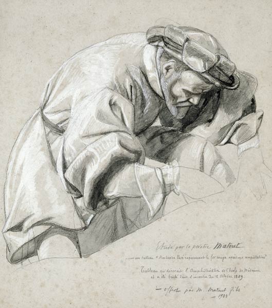 Study of Ambroise Pare (c.1510-90) the 'Father of Modern Surgery' (charcoal & white chalk wash on pa a Louis Nicolas Matout
