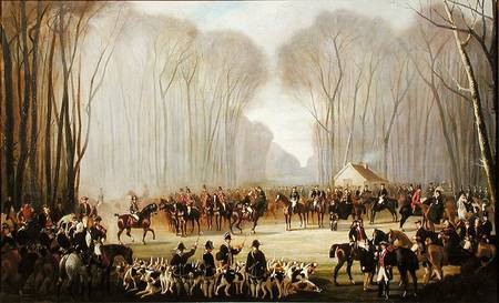 Hunt Meeting at Puis au Roi in the Forest of Compiegne a Louis Robert Heyrault