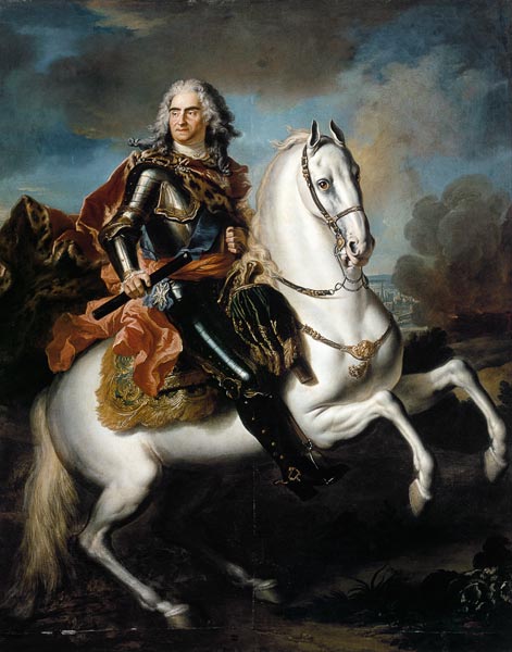 King August II. the (strong) of Poland to horse a Louis Silvestre il Giovane