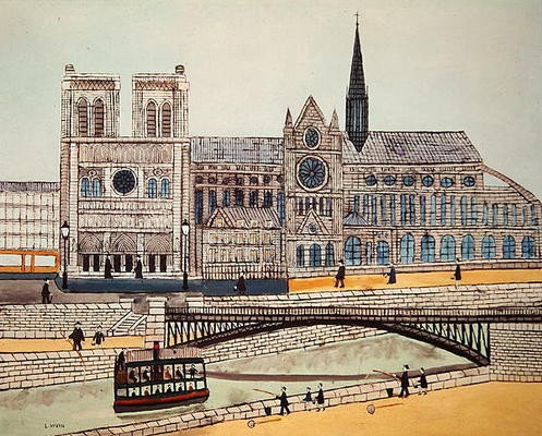 Notre-Dame (south side), c.1933 (oil on canvas) a Louis Vivin