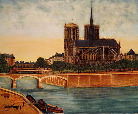Notre-Dame (view of the apse) c.1933 (oil on canvas) a Louis Vivin
