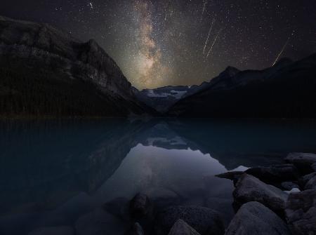 Perseid meteor shower at Lake Louise