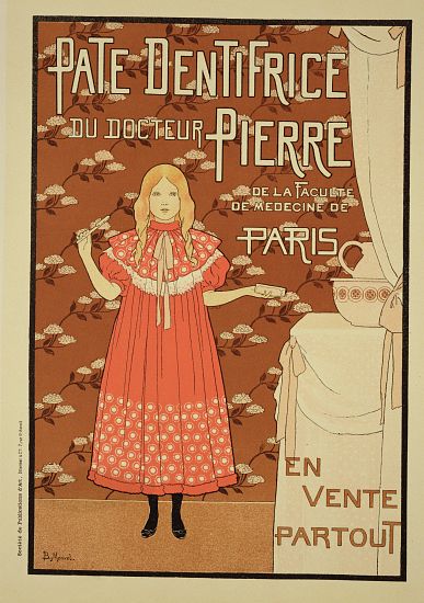 Reproduction of a poster advertising 'Doctor Peter's toothpaste' a Louis Maurice Boutet de Monvel