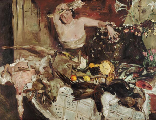 Great quiet life with figure, birthday picture. a Lovis Corinth
