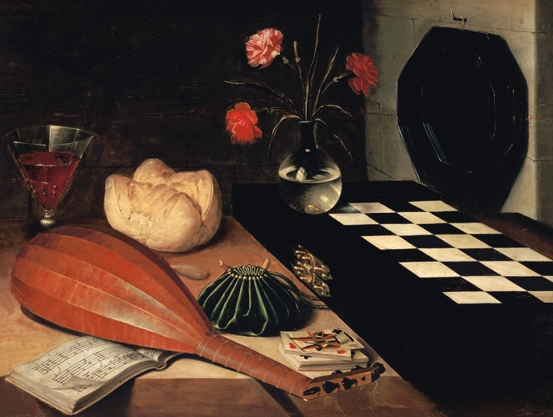 Quiet life with lute and chess-board. a Lubin Baugin