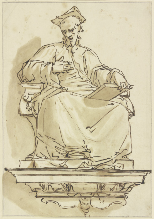 Konsolstatue eines sitzenden Kardinals a Luca Cambiaso